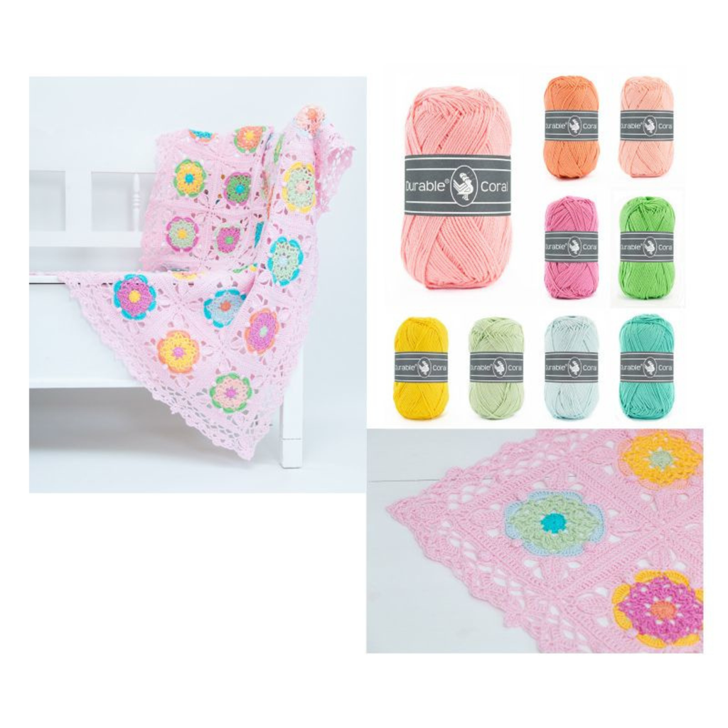 Haakpakket Durable Coaster Square Deken - roze