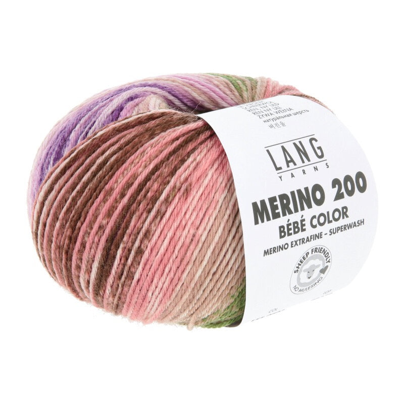 Lang Yarns - Merino 200 Color - violet/flamingo/grass - 155.0602