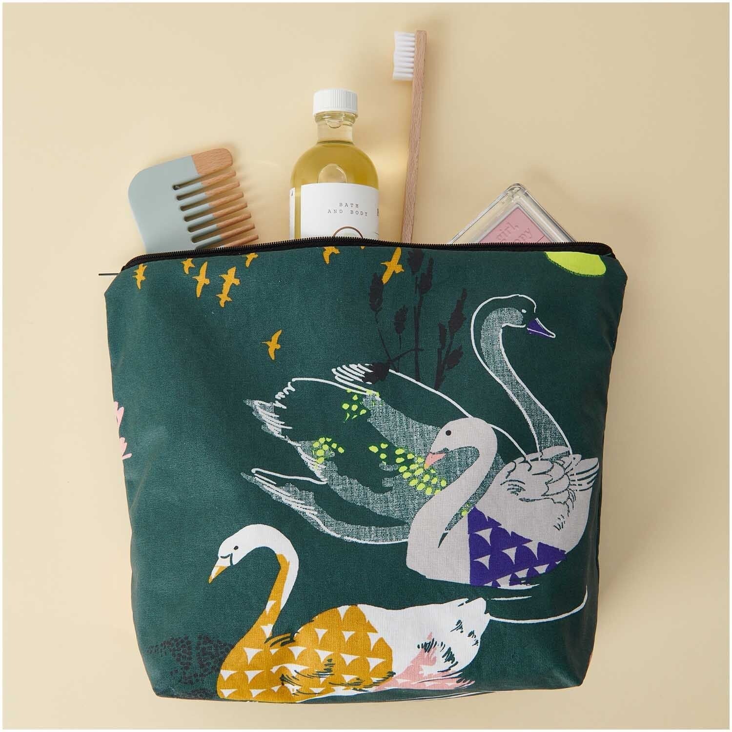 Projecttasje - Okina Hana swan - grafische print - 28x21x9 cm