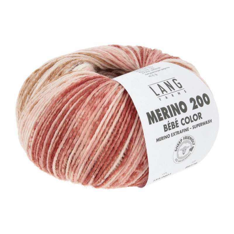 Lang Yarns - Merino 200 Color - offwhite/pink/terracotta - 155.0601