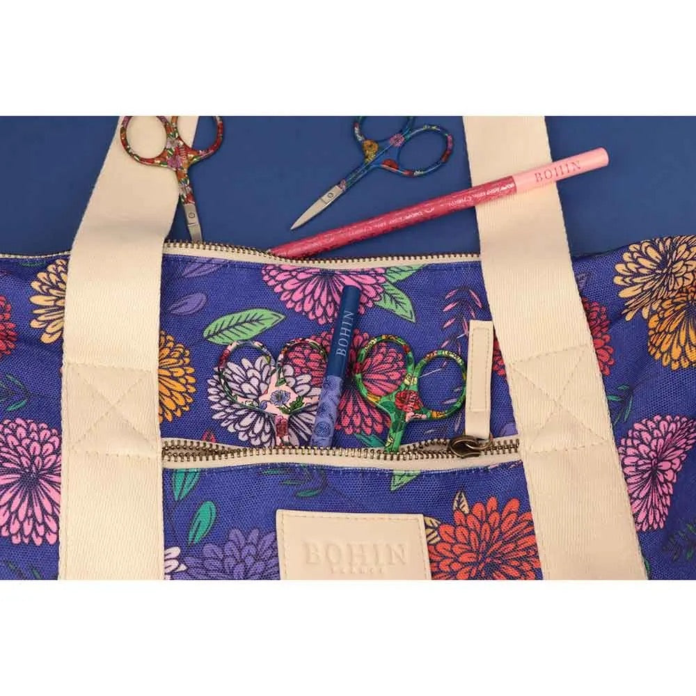 Bohin Projecttas Blossom 45x22cm - blauw