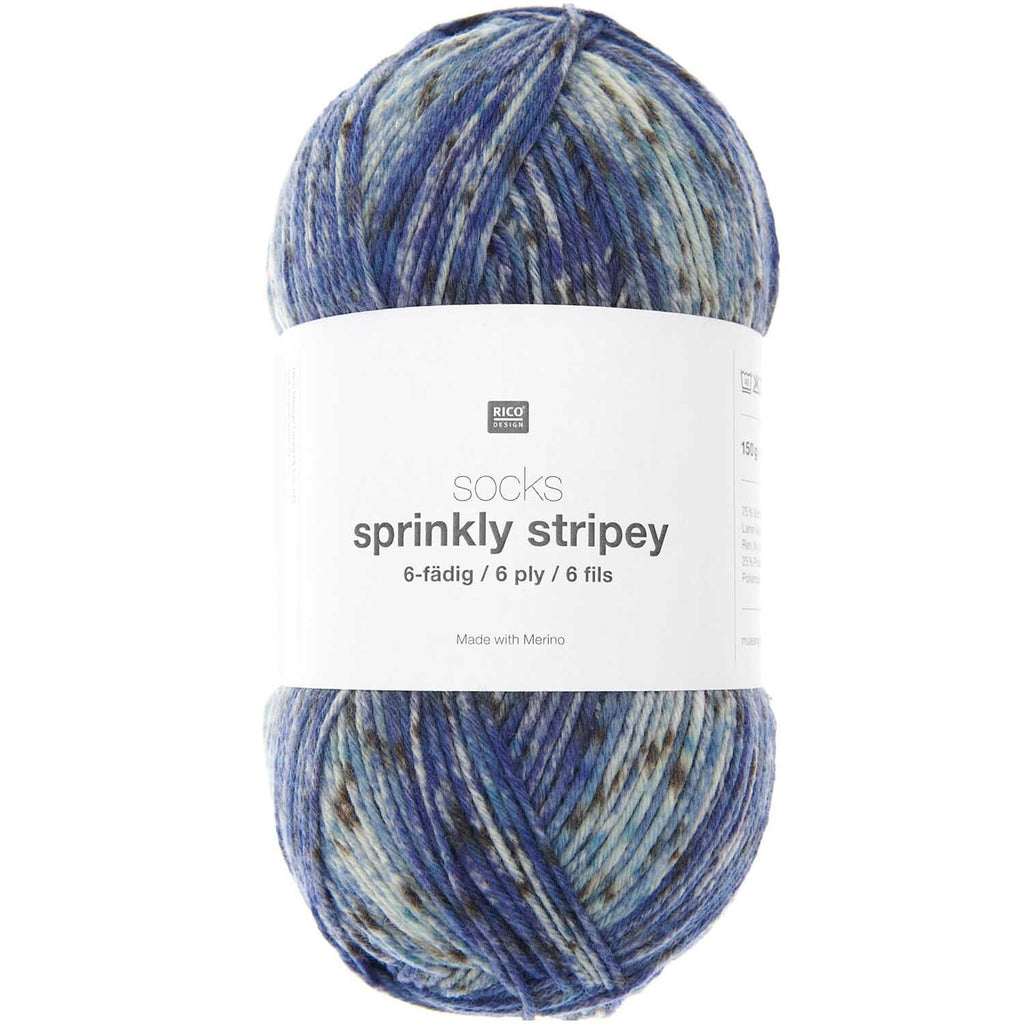 Rico - Socks Sprinkly Stripey 6-ply - aqua