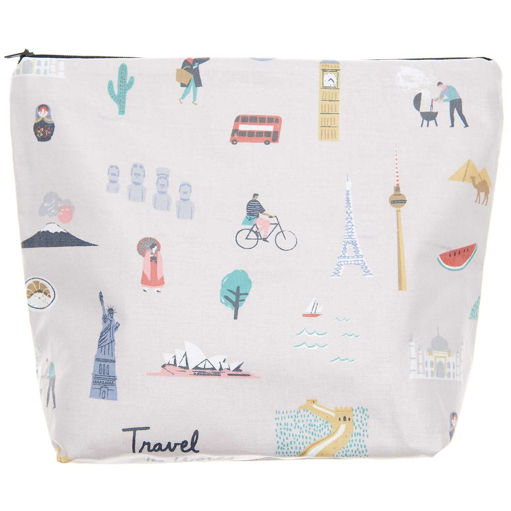 Projecttasje - Travel the world - 28x21x9 cm - lila