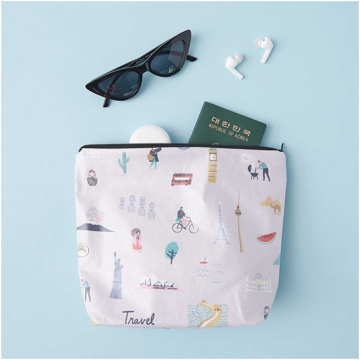 Projecttasje - Travel the world - 28x21x9 cm - lila