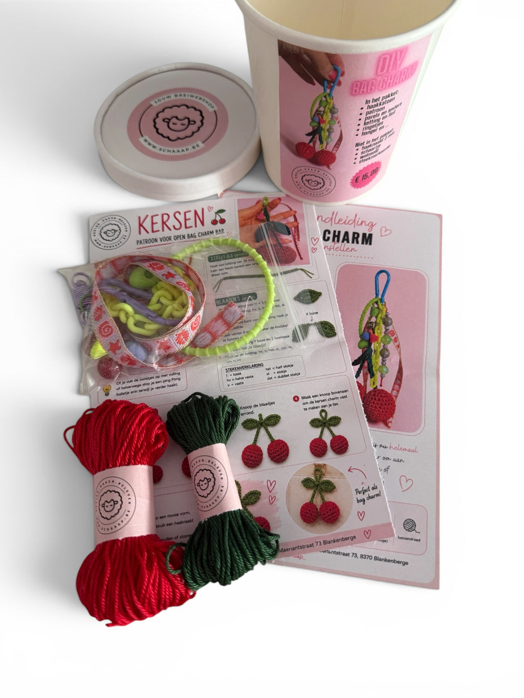 Haakpakket - Bag Charm - kersen