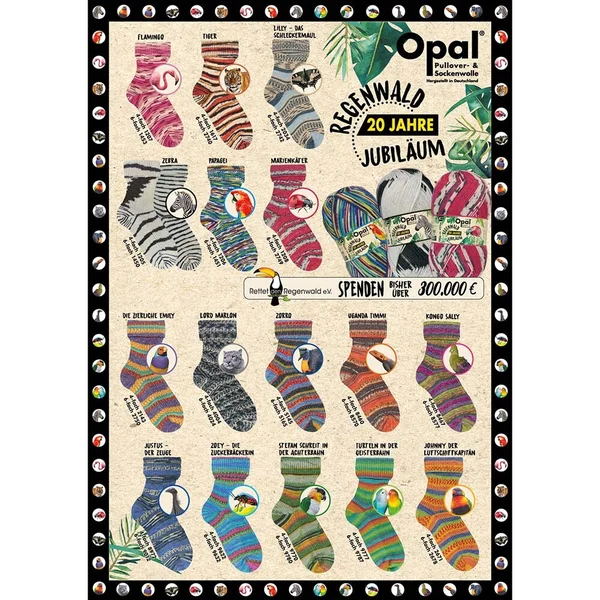 Opal Regenwald 4-draads / flamingo - 1207